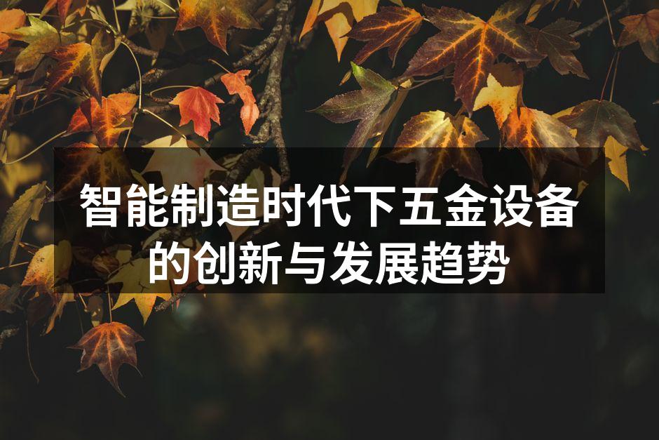 智能制造时代下五金设备的创新与发展趋势