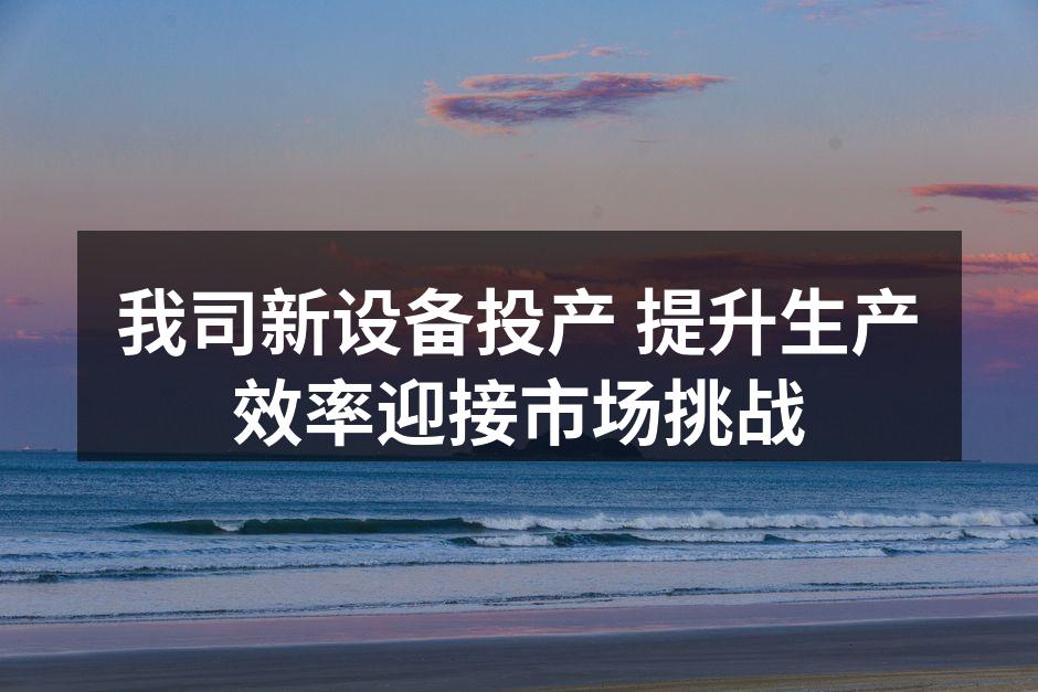 我司新设备投产 提升生产效率迎接市场挑战